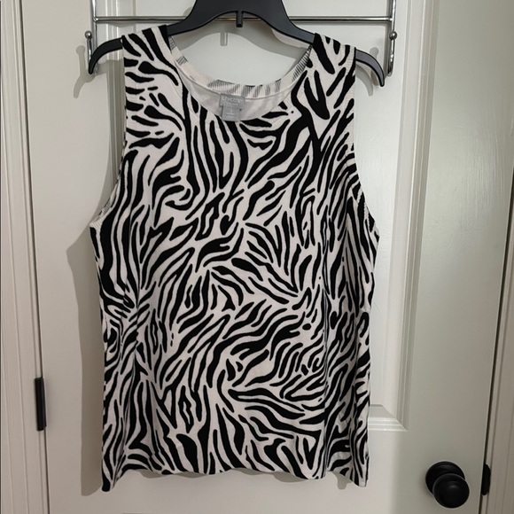 Chico's Black and White Boxy Zebra Print Tank Top - Picture 1 of 10